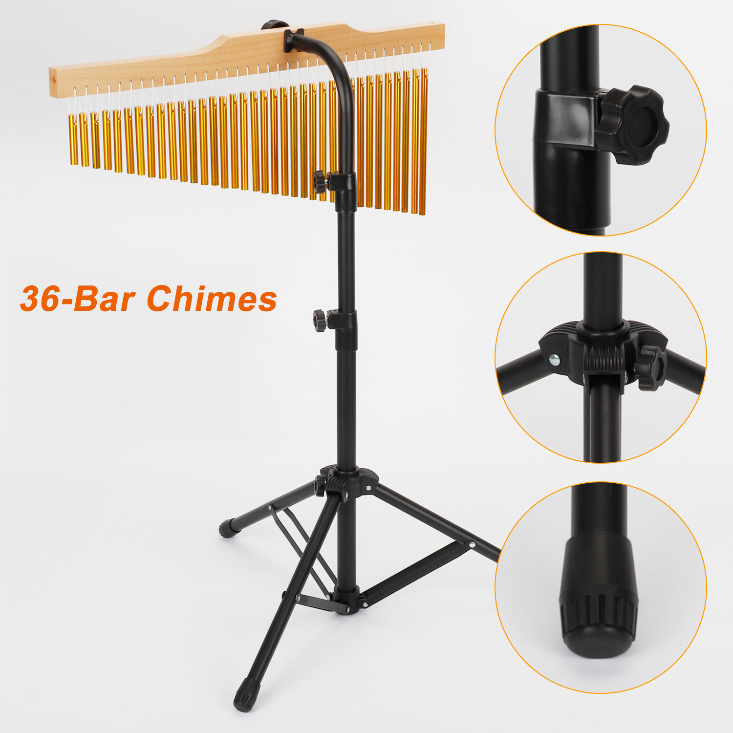36-Tone Bar Chimes Single-Row Wind Chime W/Tripod Stand Stick Percussion Device