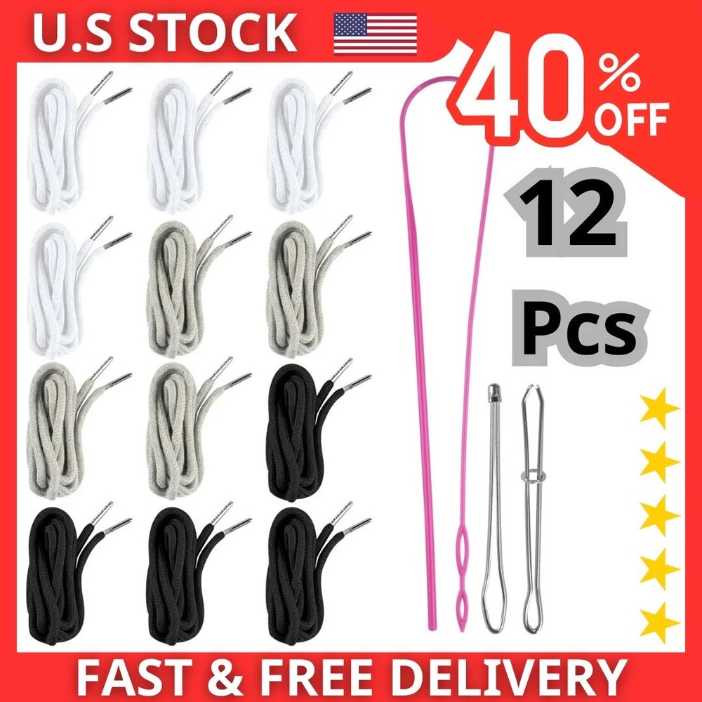 12 Pcs Drawstring for Sweatpants, 60 Inch Hoodie String Replacement