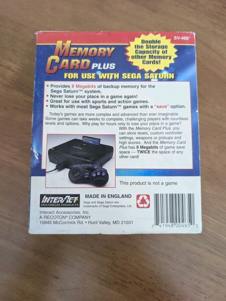Sega Saturn Interact Memory Card Plus Tested