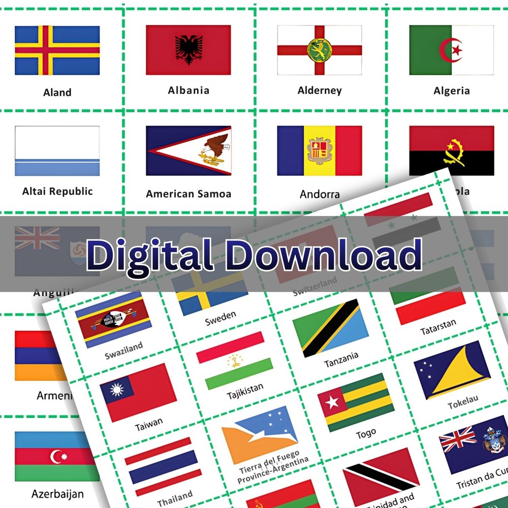 296 World Flags Flash Cards – Printable Geography Learning Cards
