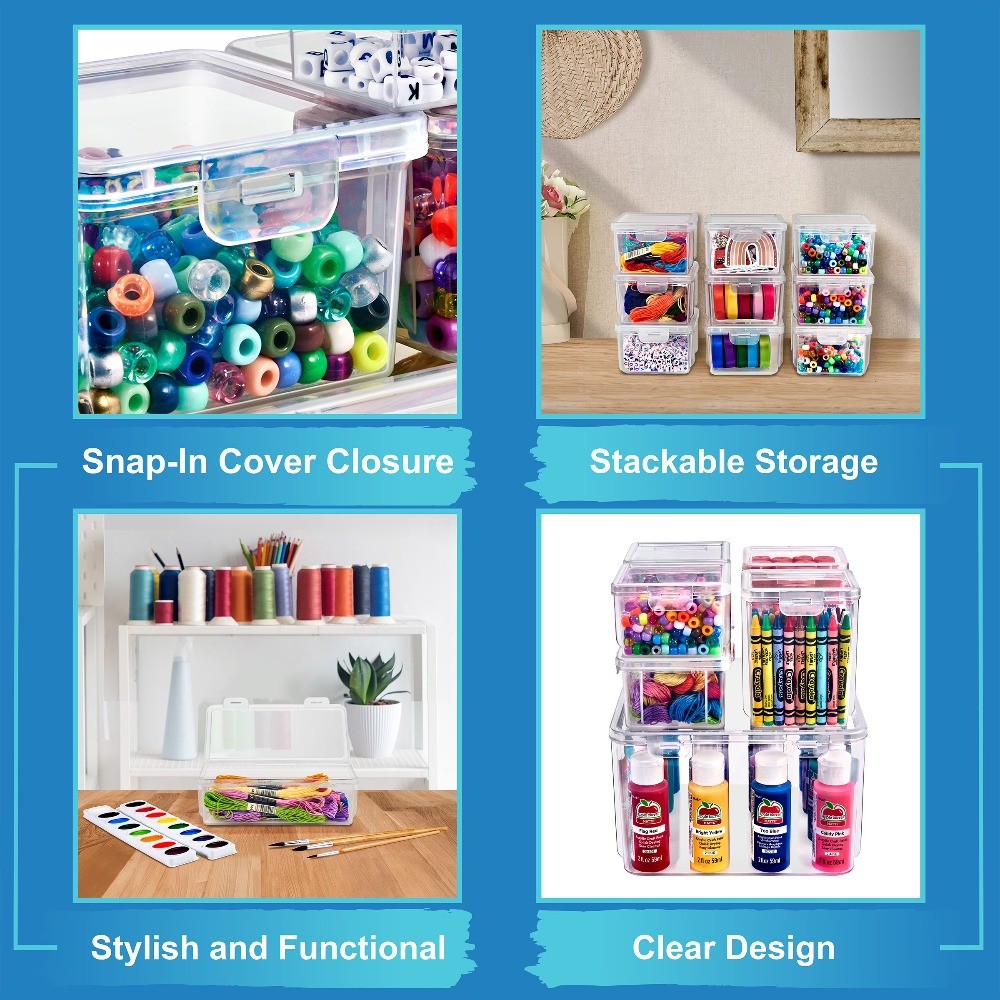 6-Piece Sewing and Craft Material Storage Container Set with Lids