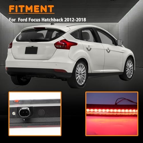 Smoked Full LED 3rd Third Brake Light Replacement for Ford Focus Hatchback Red