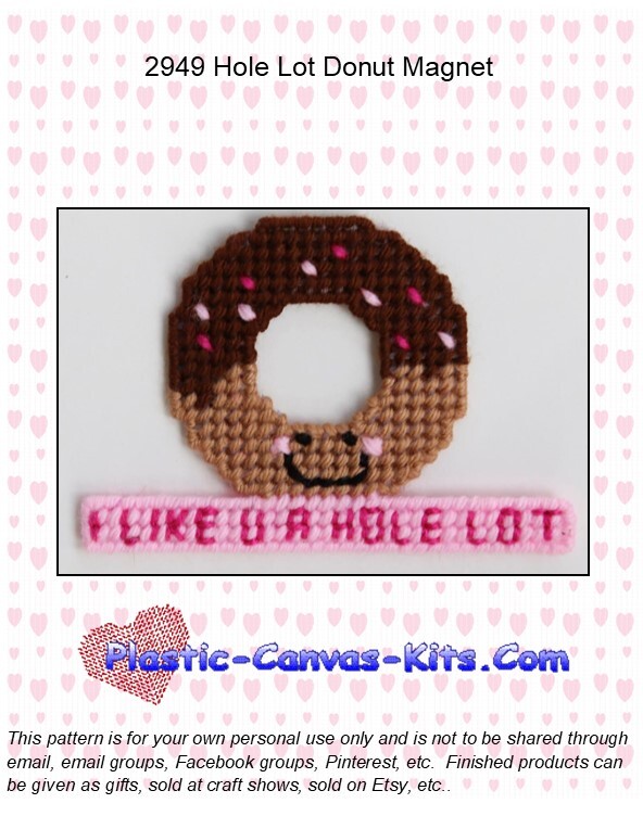 Like U a Hole Lot Donut Magnet-Plastic Canvas Pattern/Kit