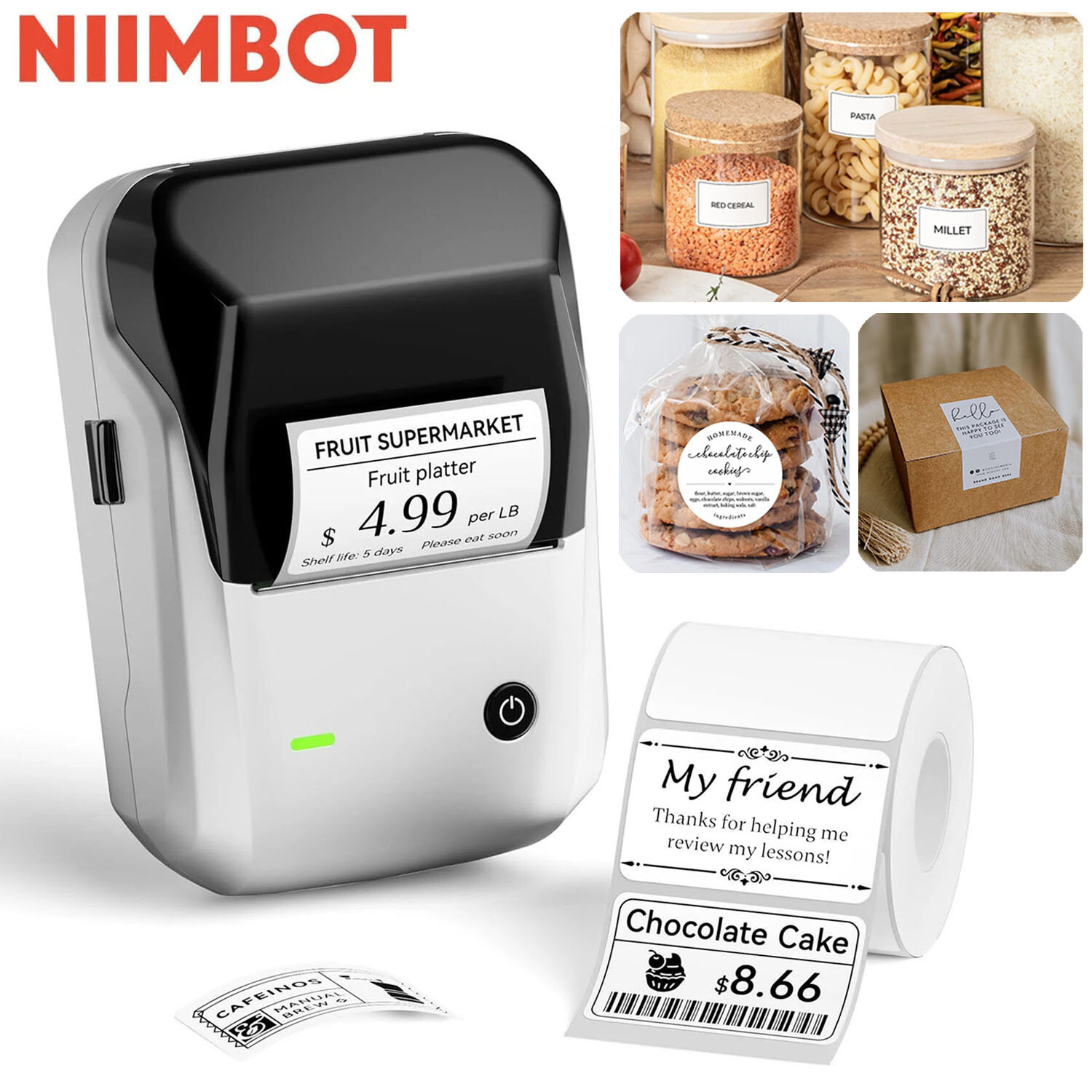 NIIMBOT B1 Label Maker Machine with Tape Portable Bluetooth Thermal Printer