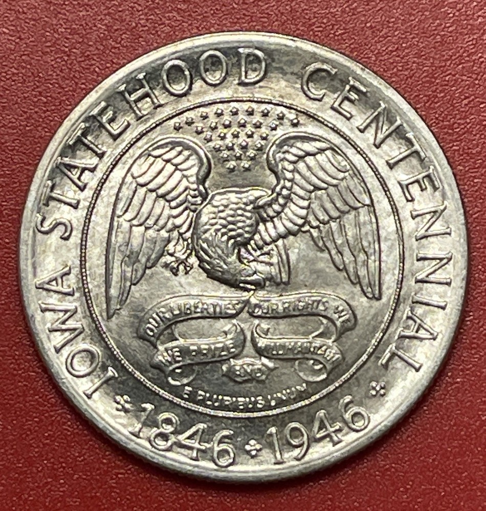 1946 P Iowa Centennial Silver Commemorative Half Dollar, Gem Uncirculated.