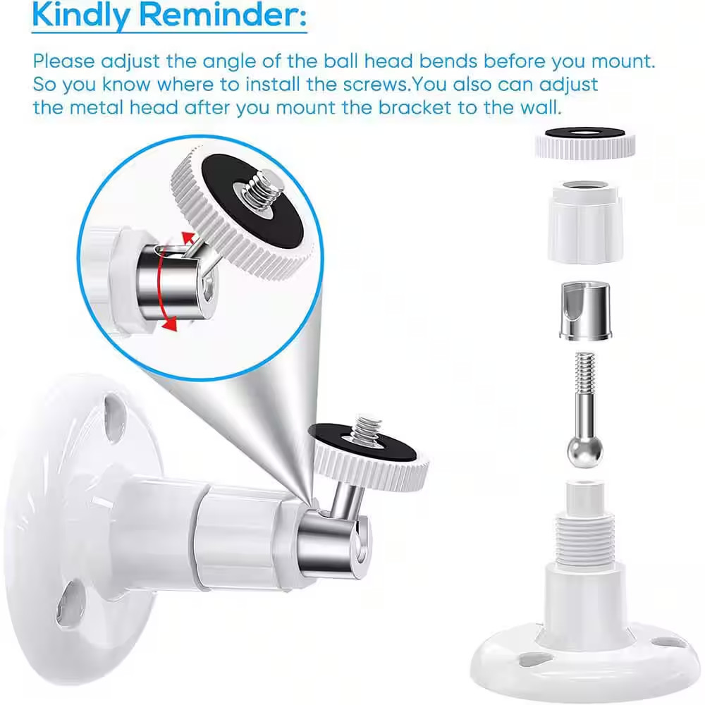 360° Swivel Adjustable Wall Mount for Security Cameras, 2-Pack