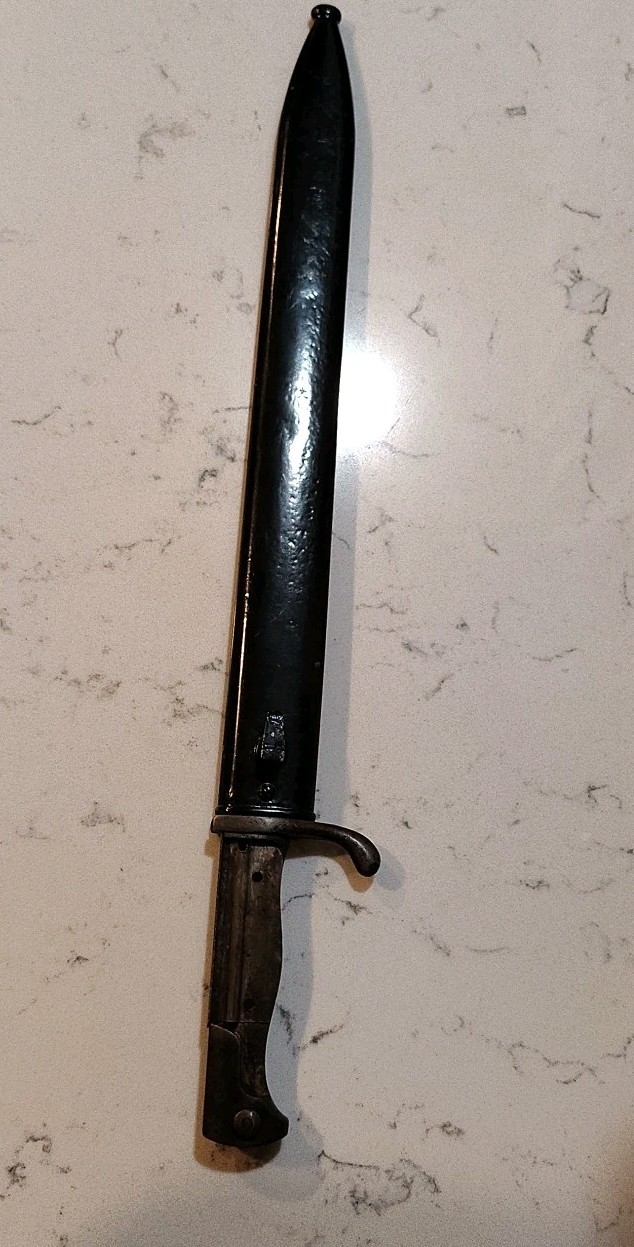 P. D. Luneschloss Solingen, German Bayonet & Scabbard, Handle Scales r Missing