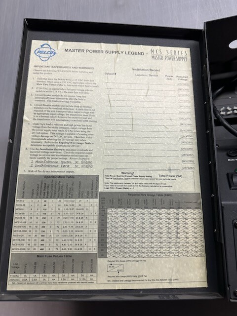 Pelco MCS4-2B 24VAC POWER SUPPLY