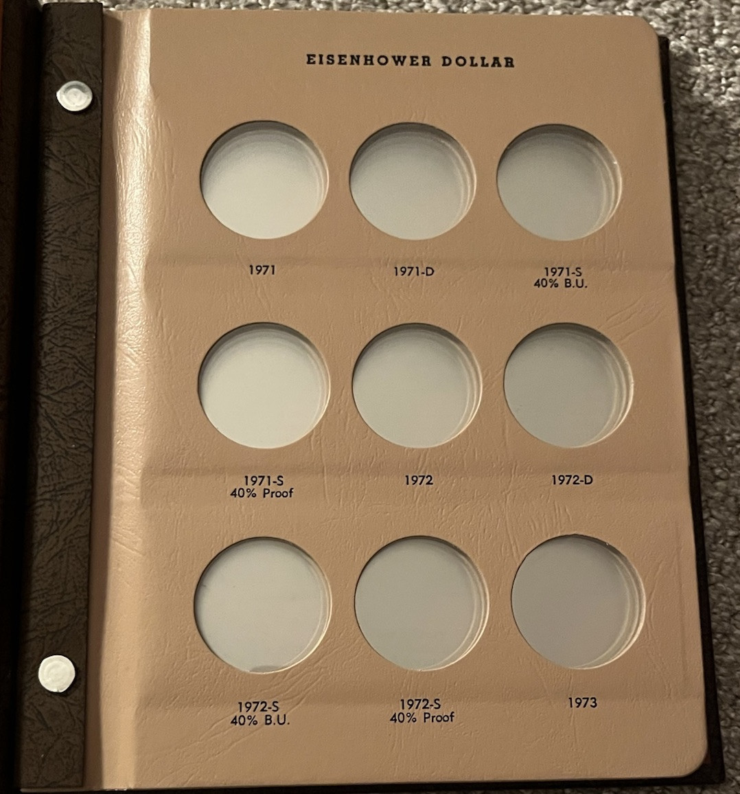 DANSCO COIN ALBUM #8176 EISENHOWER IKE DOLLARS 1971-1978 INCLUDING PROOFS