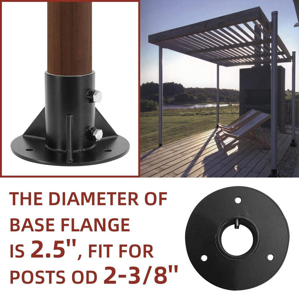 Cskunxia 2PCS Round Posts Base Bracket Chain Link Fence Flange Post Holder...