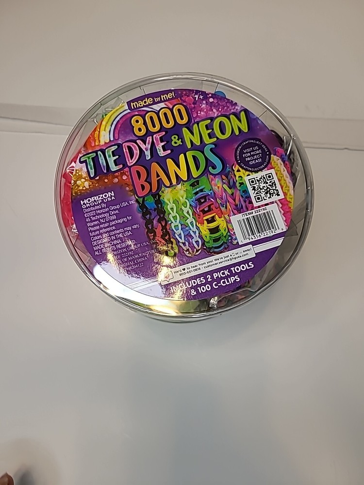 8000 TIEDYE & NEON BANDS INCLUDES 2 PICK TOOLS & 100 C-CLIPS