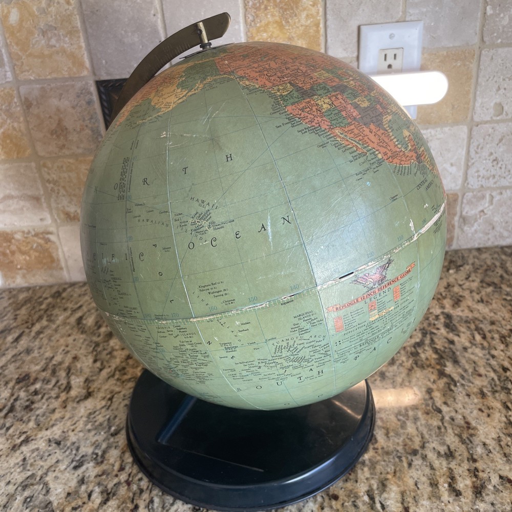Vintage REPLOGLE 12 inch reference globe Made in USA year unknown