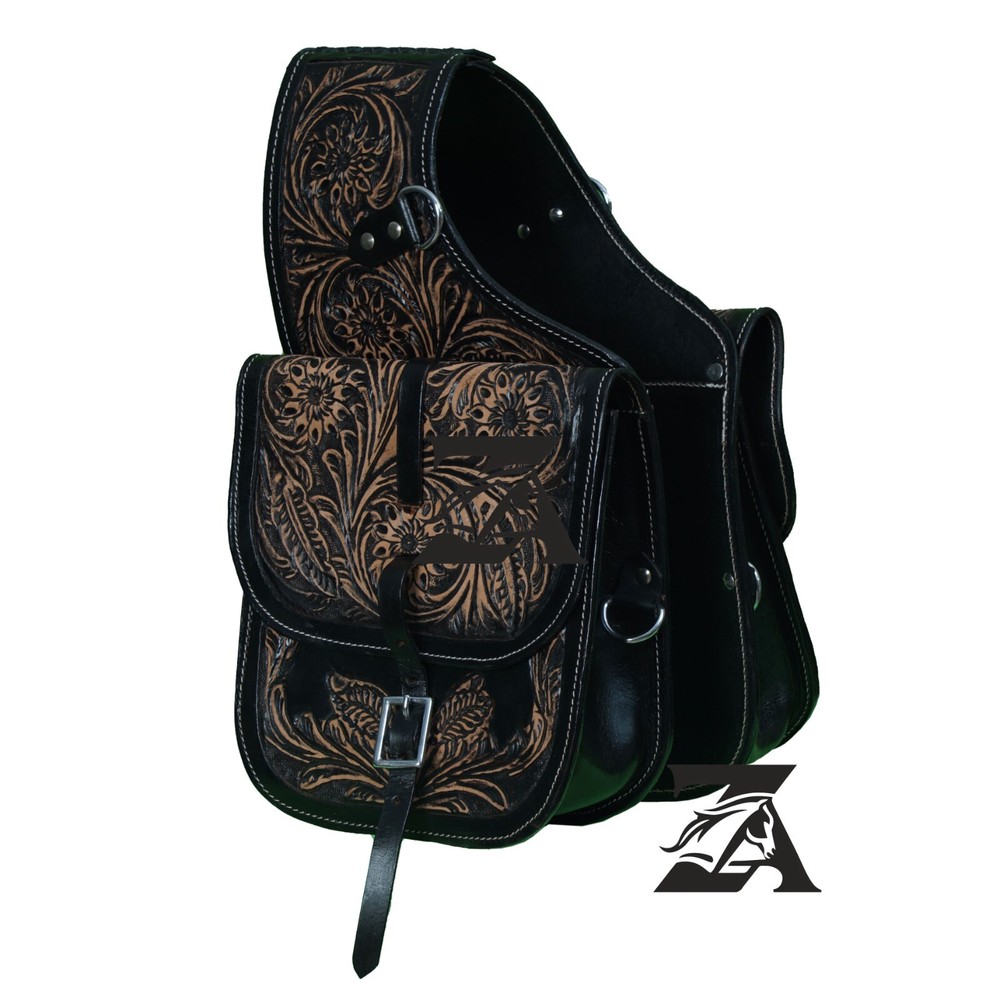 Leather Western Saddle Bag Horse Saddle Bag with Adjustable Strap | Size- Medium