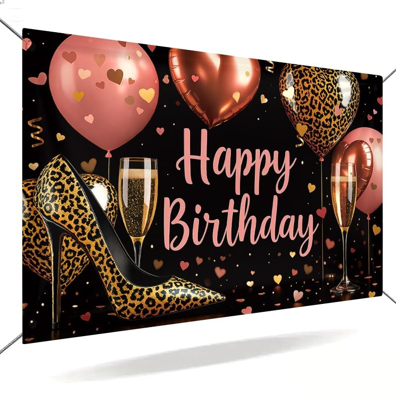 ActFirst Happy Birthday Backdrop, 71 x 43 inches, Polyester Material, Wall Decor