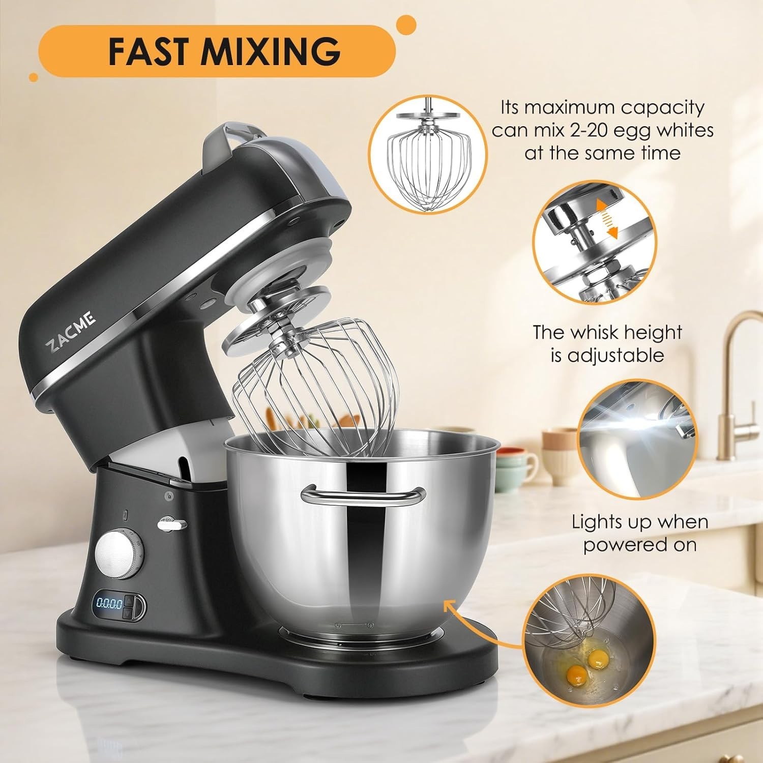 8.4QT Commercial Stand Mixer 800W with NSF Certified and Aluminum die casting...