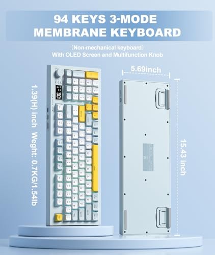 Wireless Keyboard Creamy Membrane with Rainbow Backlight,3-Mode Connectivity