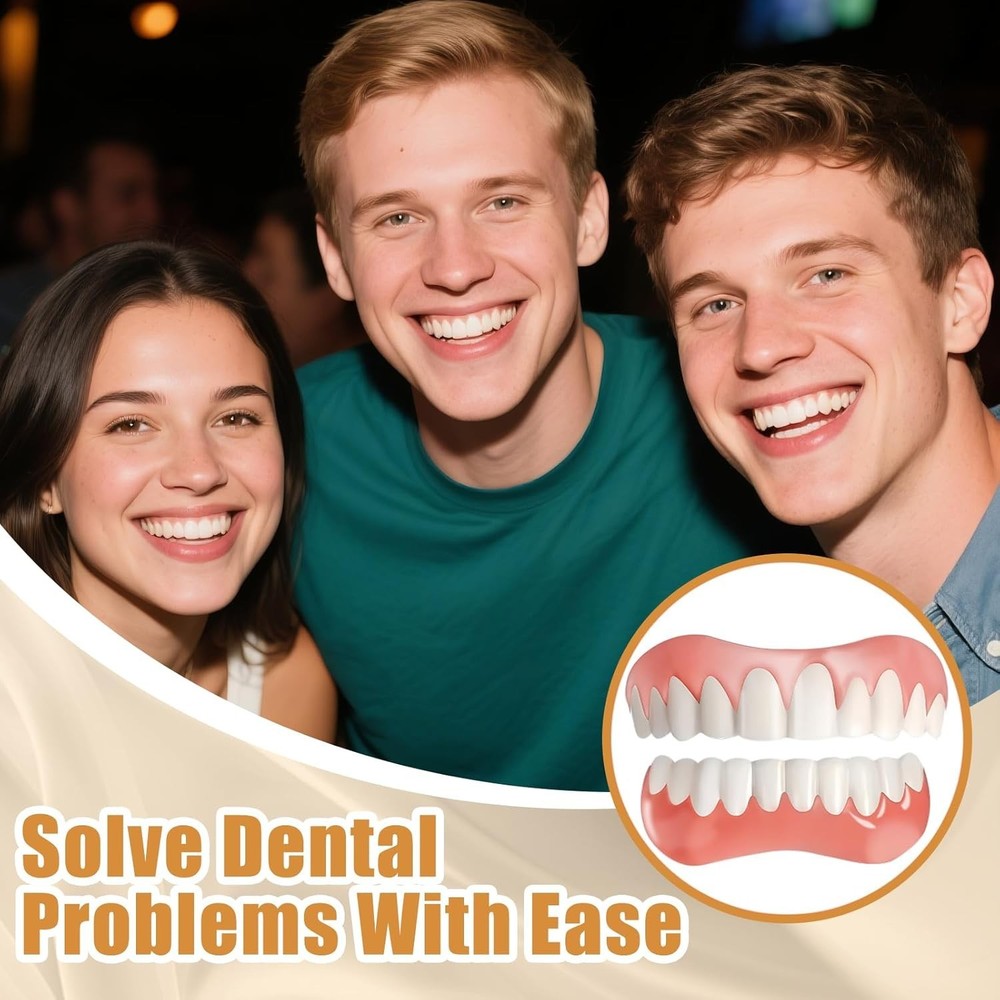 Moldable False Teeth Dentures Set Upper Lower Silicone Instant Smile Fix-M