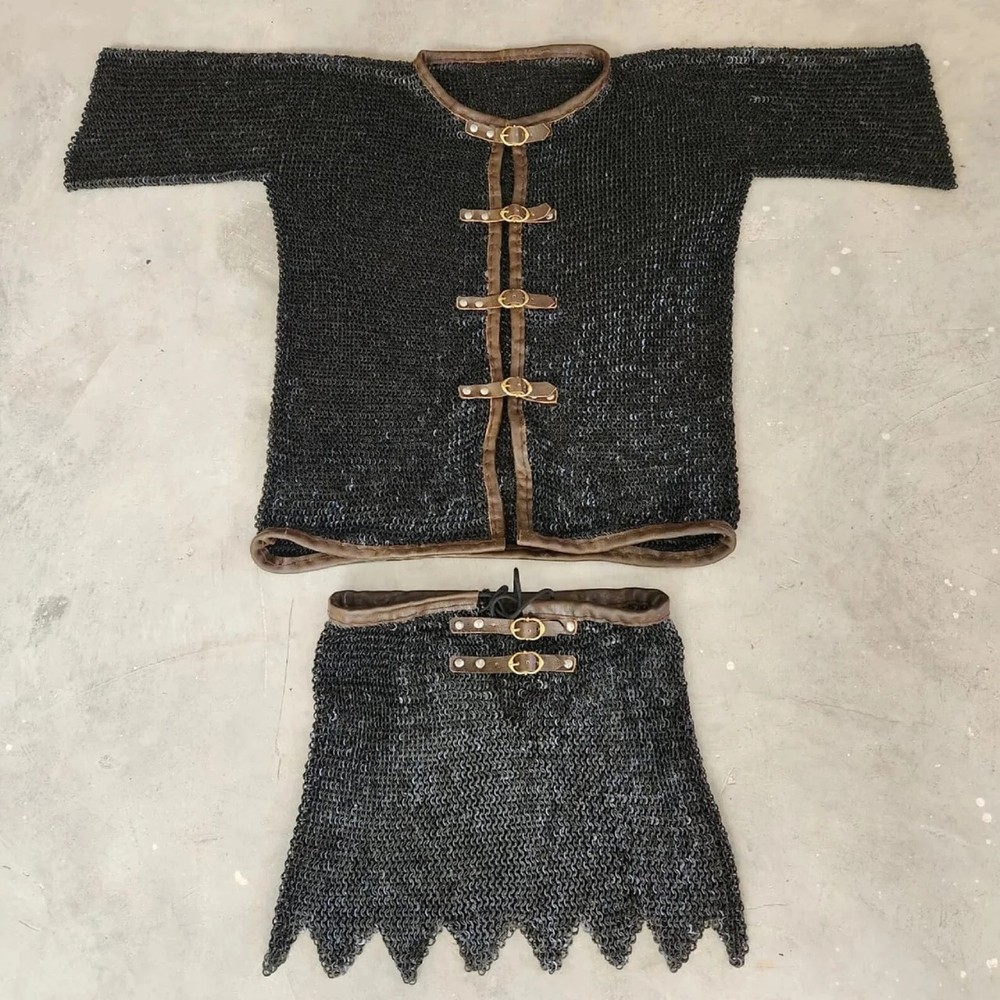 9mm Chainmail Skirt Shirt | Front Open, Flat Ring Riveted