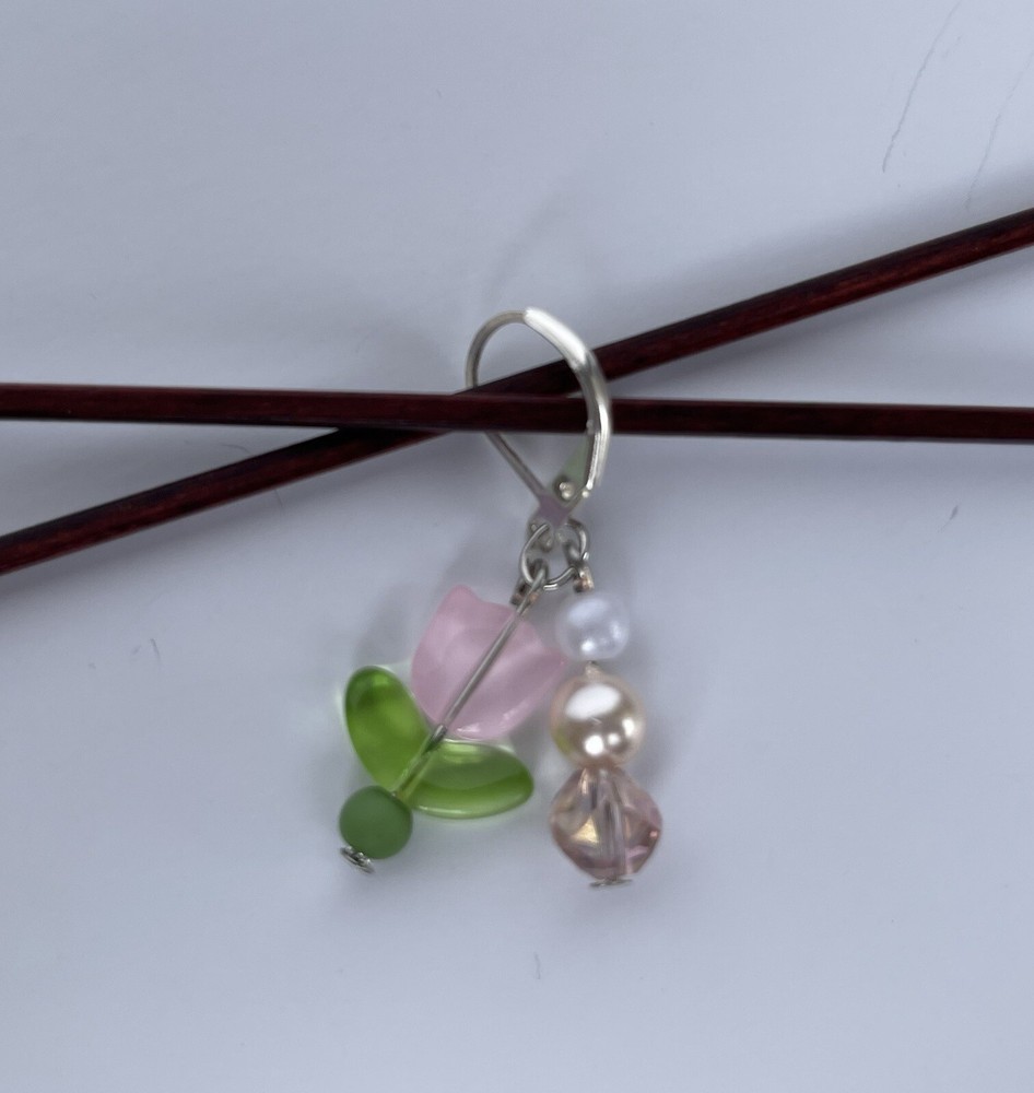 Stitch Marker Knitting Crochet Progress Keeper Spring Flower Pink
