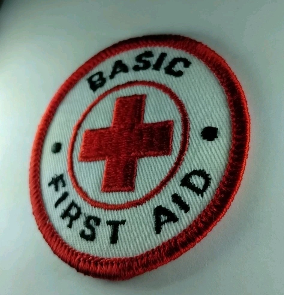 Vintage Red Cross Basic First Aid Embroidered Patch - NOS - FREE Shipping