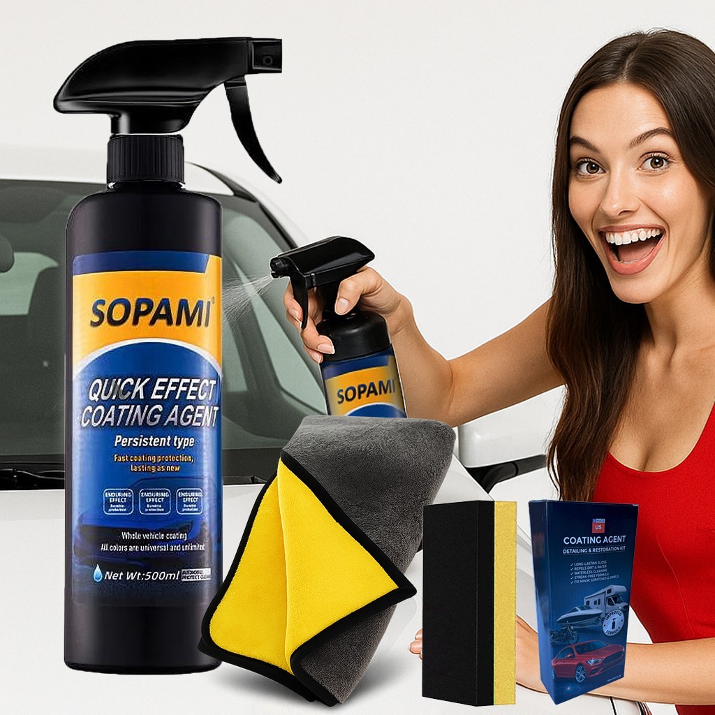 Sopami Car Coating Spray - 16.9 fl oz Waterless Ceramic Coating Car Wax (500ml)