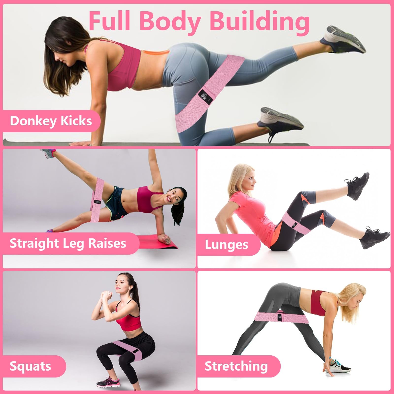 Resistance Bands Set, Exercise Bands with Non-Slip Design for Hips & Glutes, ...