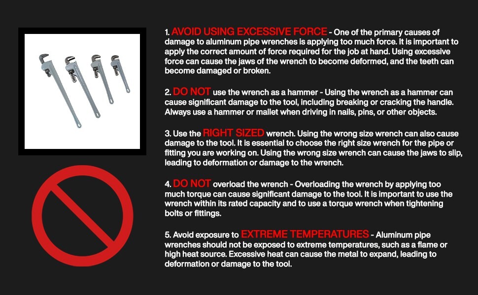 Voyager Tools Aluminum Pipe Wrench Set 4PC
