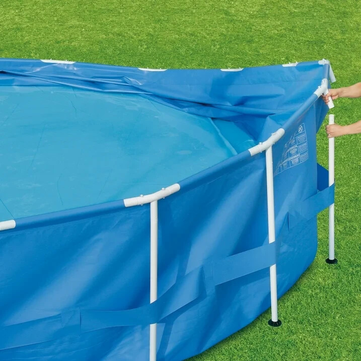 SUMMER WAVES 15 FT ROUND ACTIVE FRAME ABOVE GROUND POOL, BLUE *DISTRESSED PKG