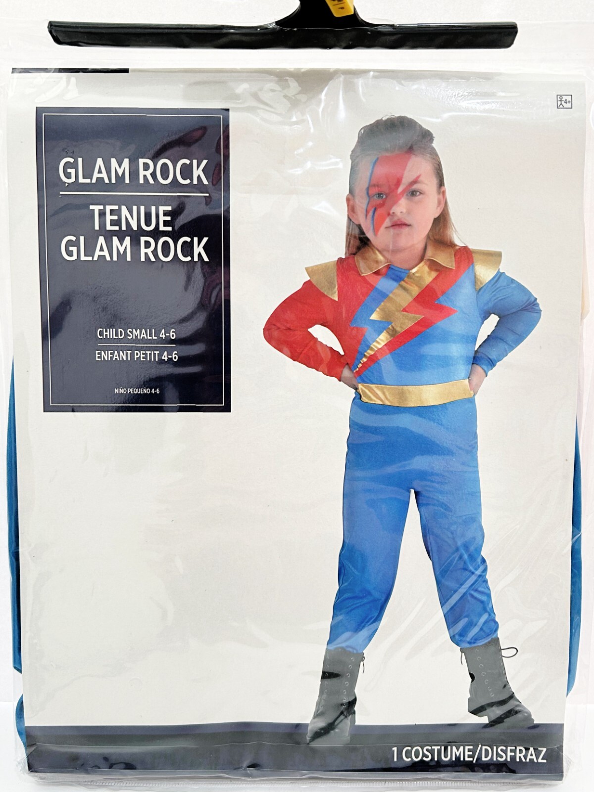 Glam Rock Star Fancy Dress Halloween Costume Rocker Metal Child Small 4-6 New