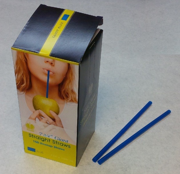 150 piece 7.75" BLUE Plastic Turbo Size FAT DRINKING STRAWS Soda Milkshake