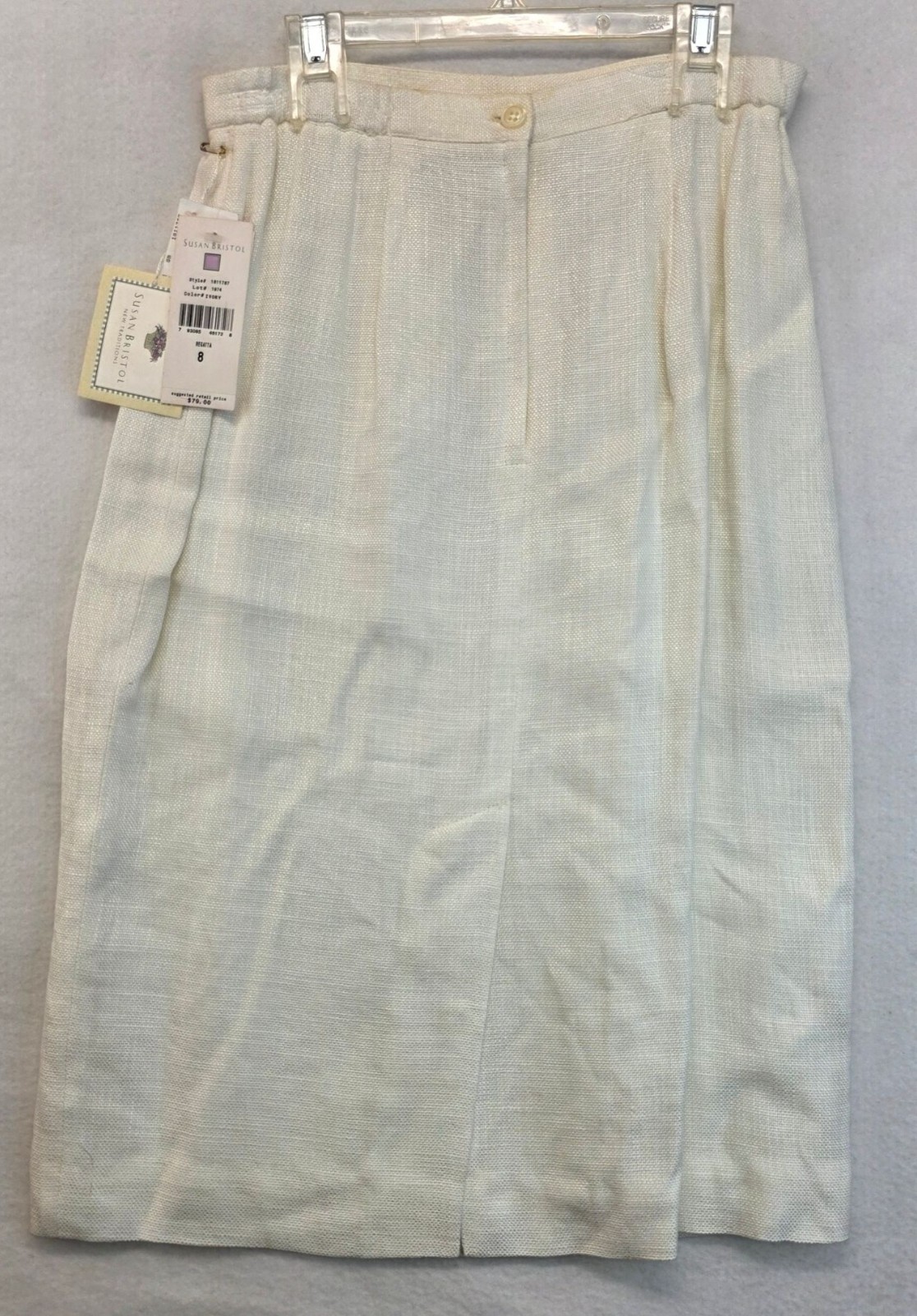 Vintage Susan Bristol Pencil Skirt Sz 8 Ivory Deadstock USA Neutral Fairy Career