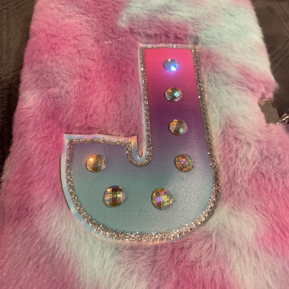Fuzzy Diary/notebook, With Lock Letter/ Monogram “J” Tiedye