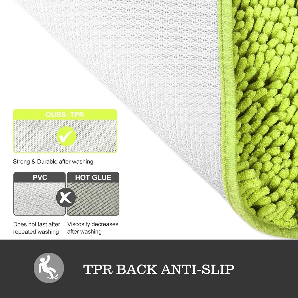 Yeaban Lime Green Bathroom Rugs – Thick 1'5" x 2' (Rectangular),
