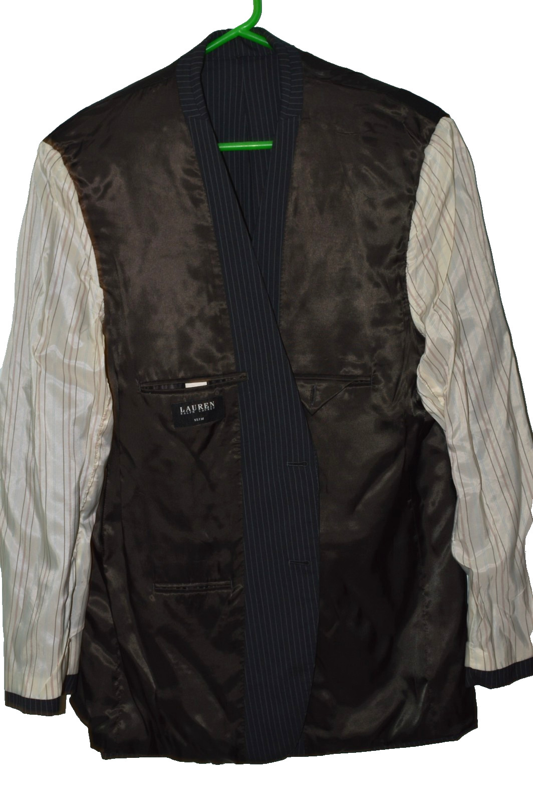 (2Pc Suit 46L 46 Long L) LAUREN RALPH LAUREN black Striped Slim Fit Suit 38x31