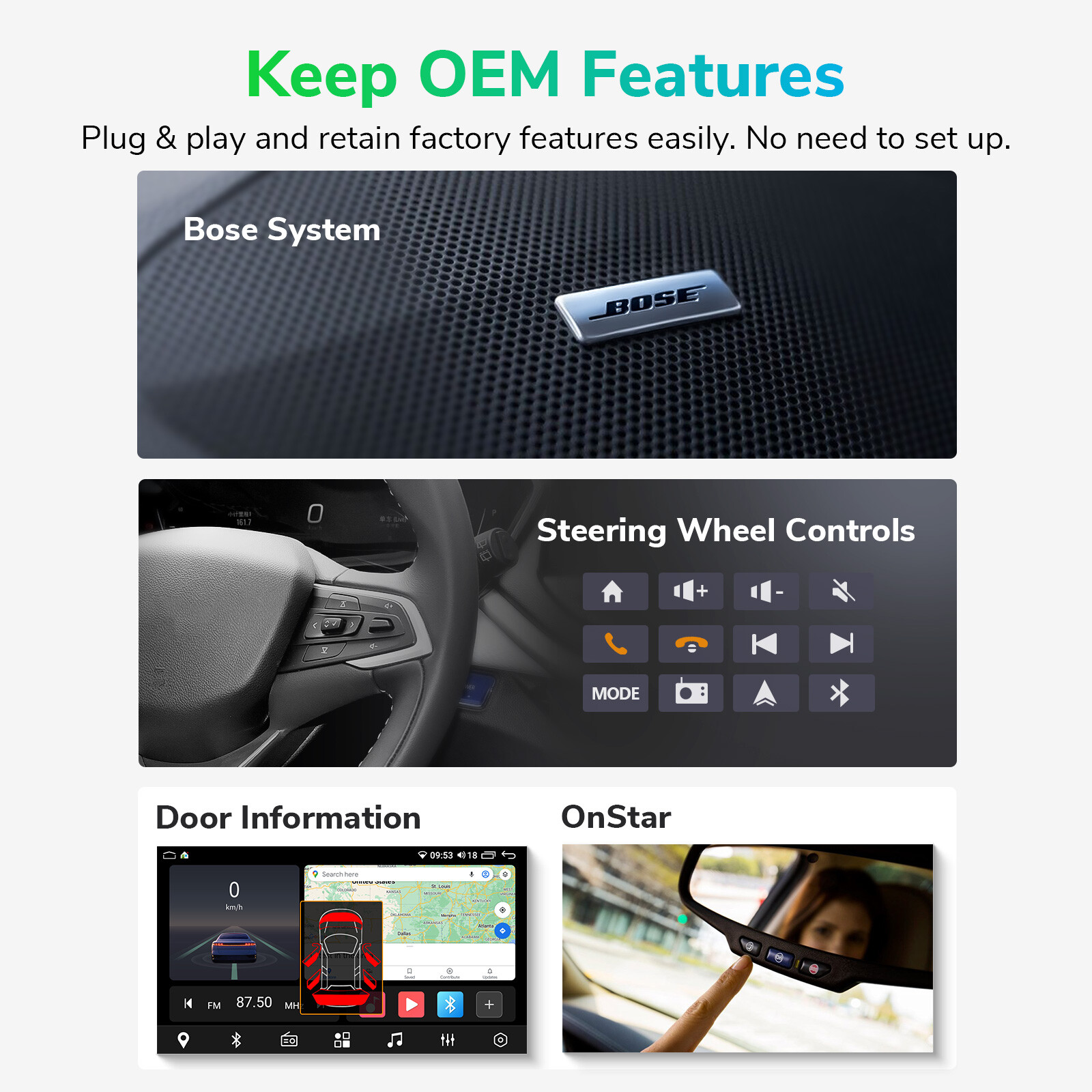 CAM+Car Stereo Android 12 8Core 4+64 For GMC Chevrolet Chevy Yukon Sierra Acadia