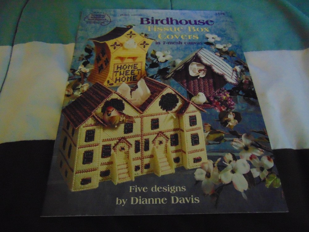 Plastic Canvas Pattern American School Needlework Birdhouse Tissue Box Covers