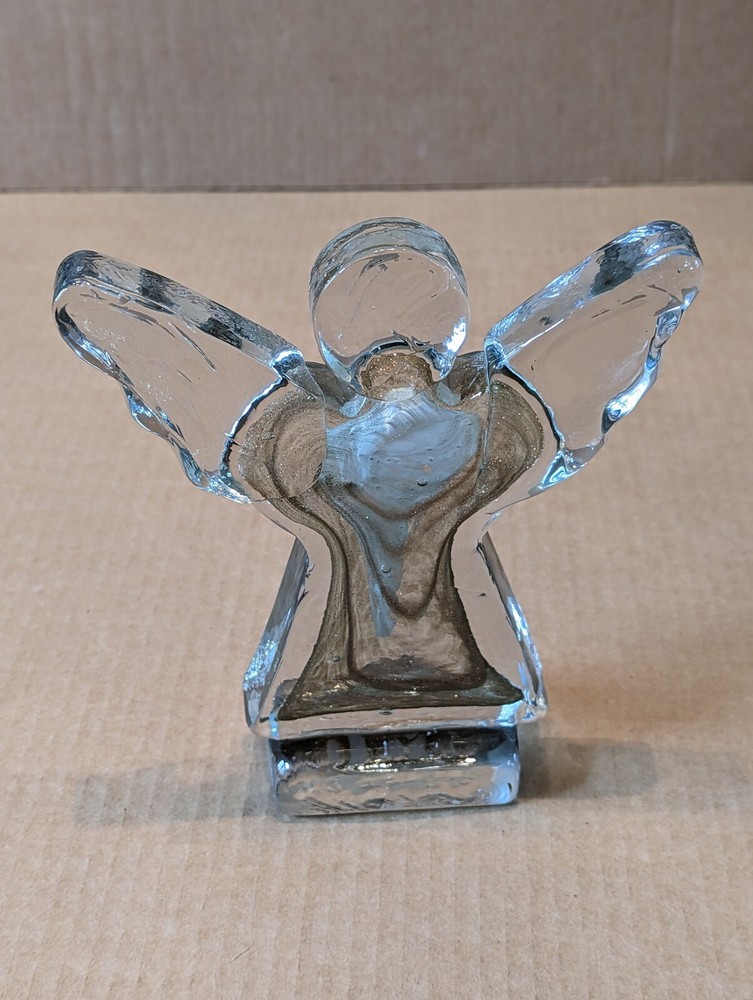 Solid Glass or Crystal Angel Block Style Vintage