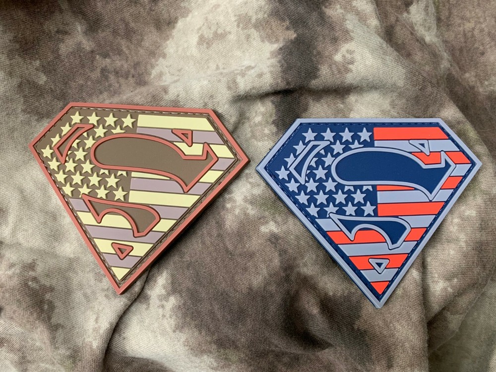 Subdued American Flag Superman Shield PVC Morale Patch