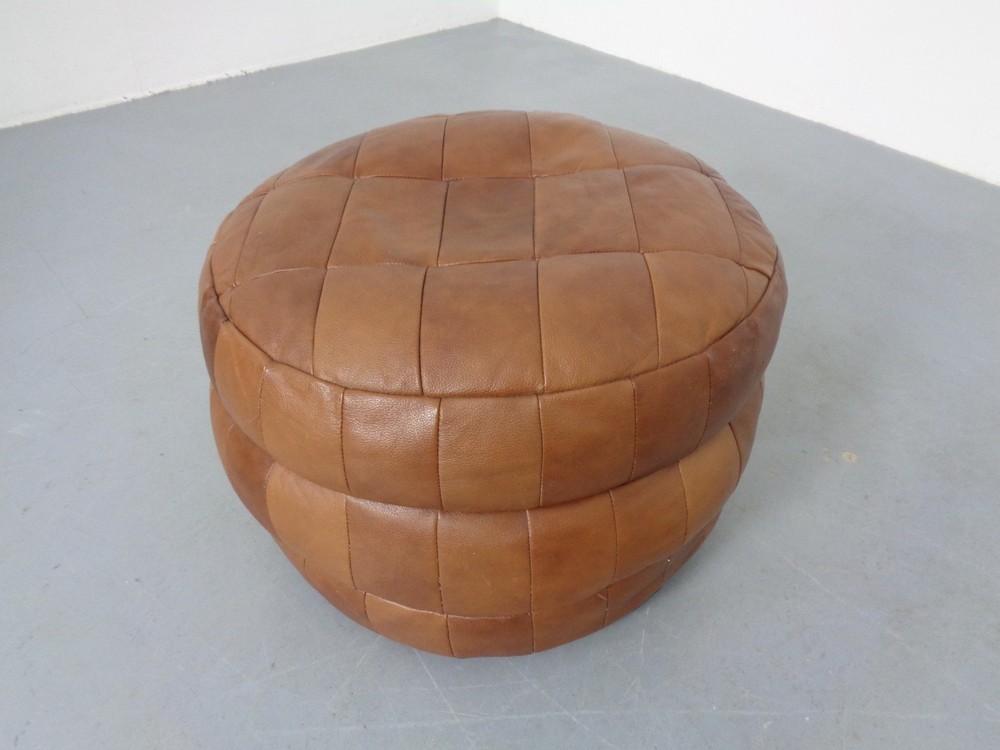 Vintage Patchwork Leather Footstool 60S