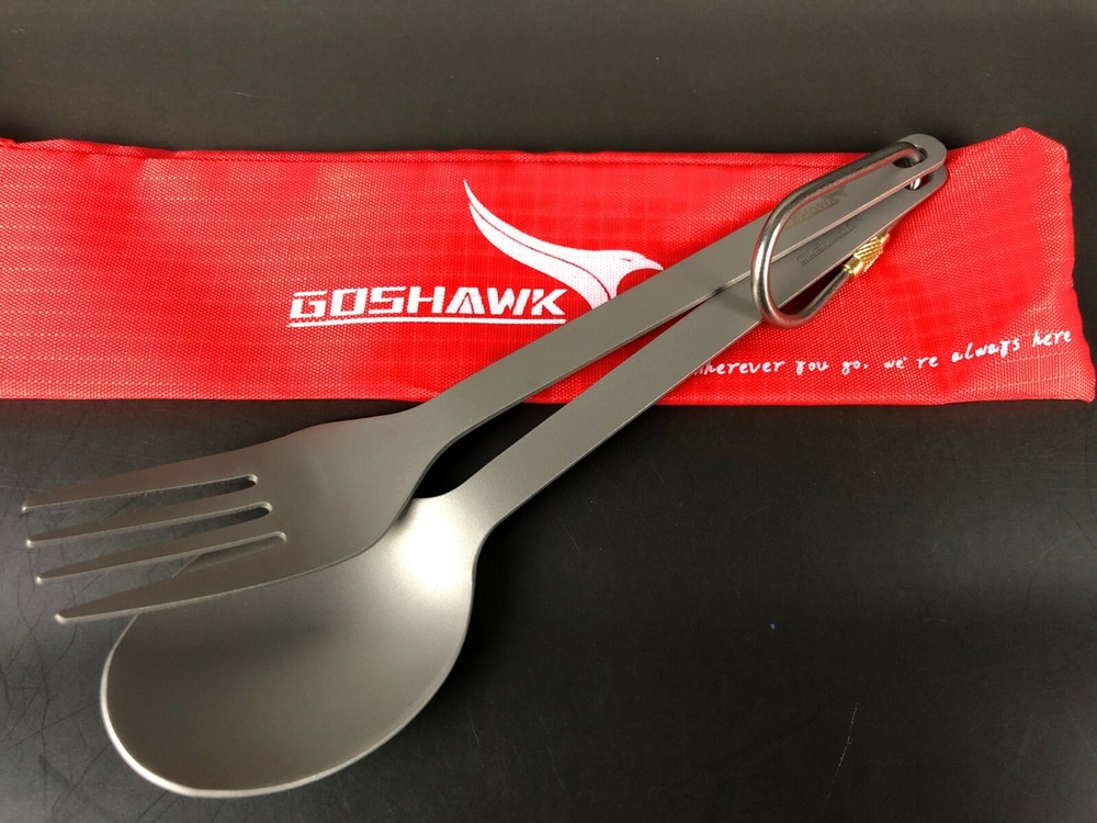 Pure titanium Spoon Fork 2in1 Backpacking with 210T Bag