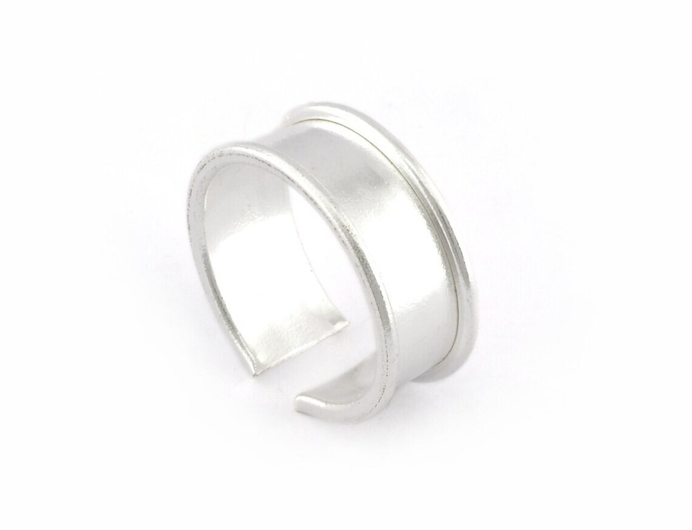 Ring Blank, Adjustable Ring Shiny Silver Plated brass 5196