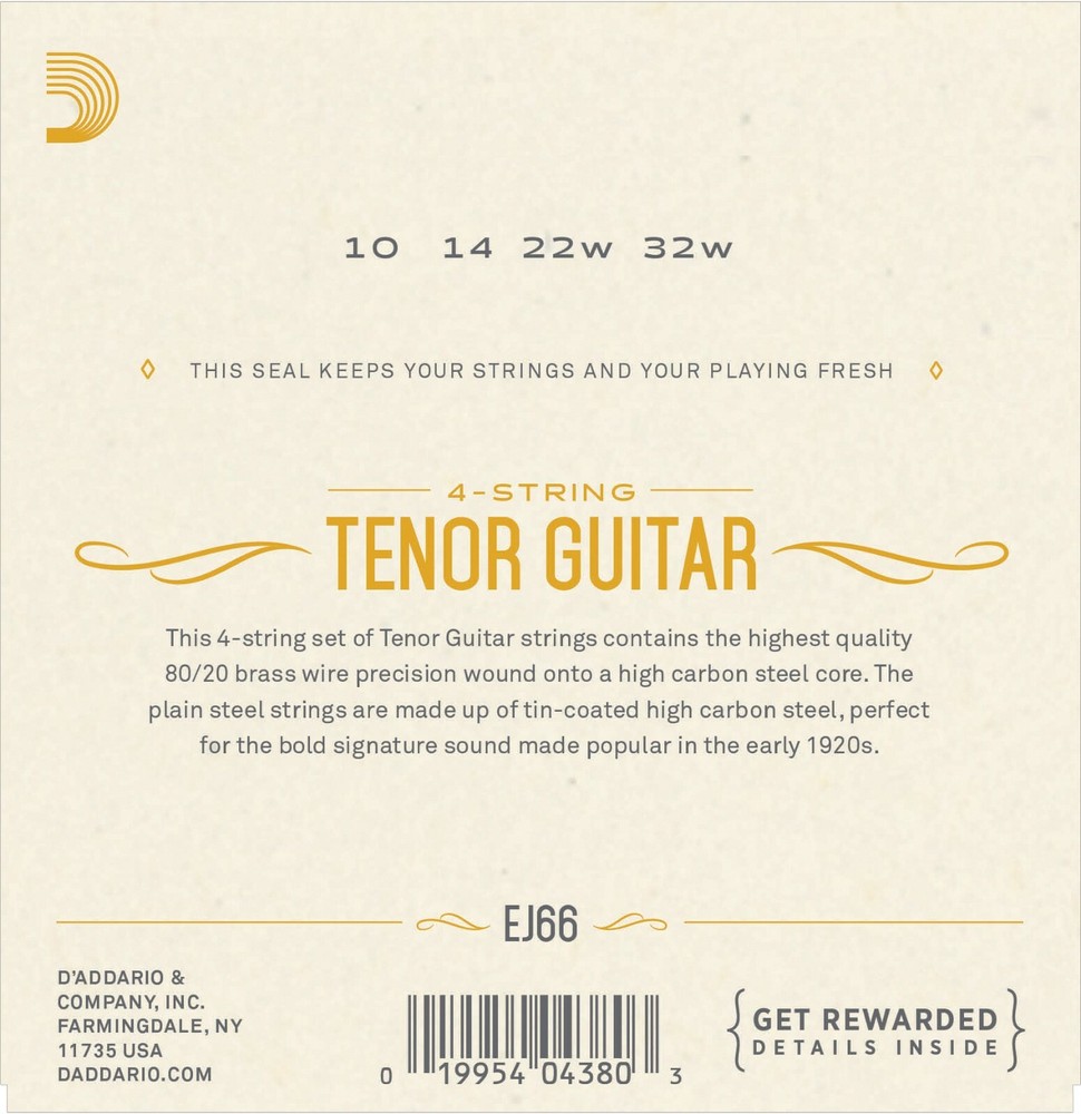 D'Addario EJ66 Tenor Guitar Strings 10-32