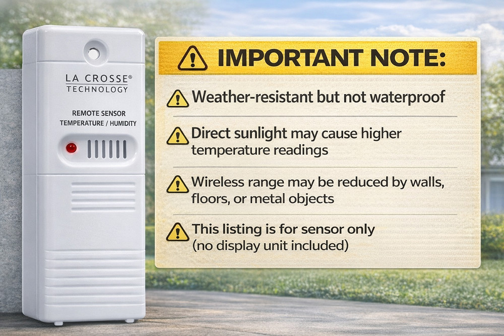 La Crosse Wireless Outdoor Temperature & Humidity Sensor - Fast, Accurate