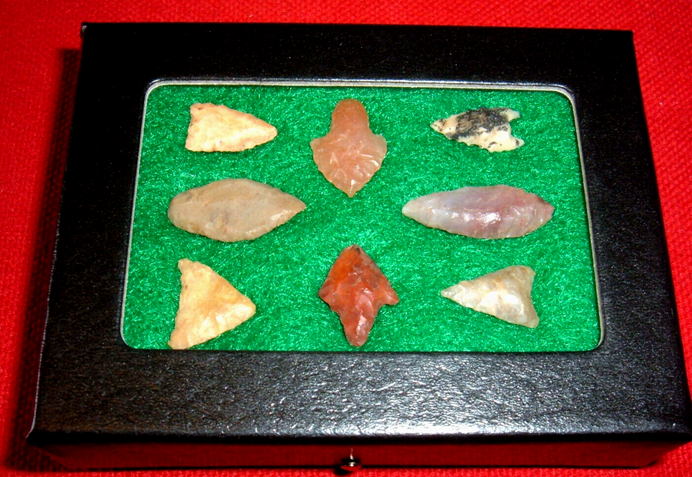 (8) Choice Miniature Assorted Neolithic Points W/CASE, Ancient African Artifacts