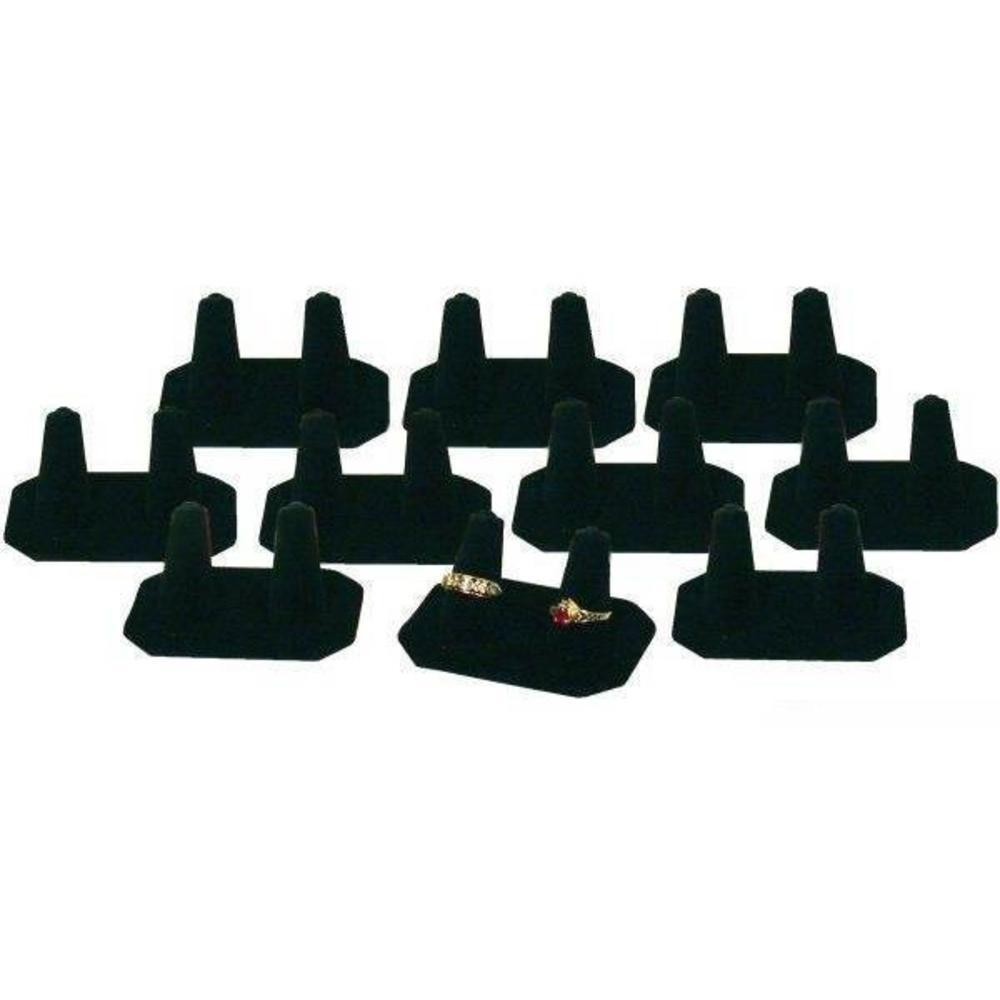 10 Black Velvet Double Finger Ring Display