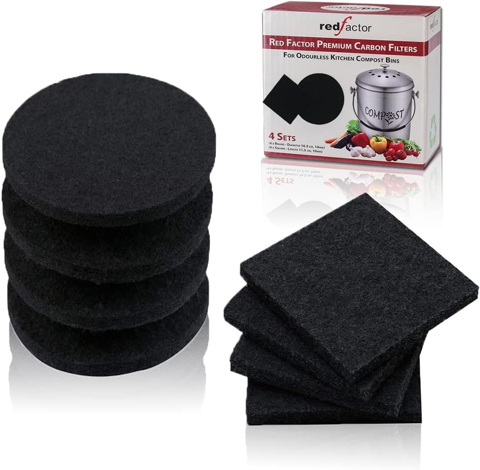 8 Pack Extra Thick Charcoal Filters Kitchen Compost Bins Activated Carbon