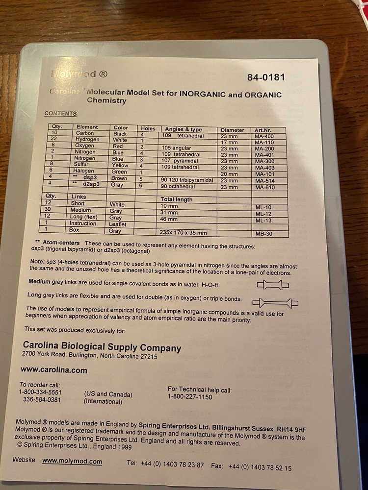 Molymod Chemistry Set NEW