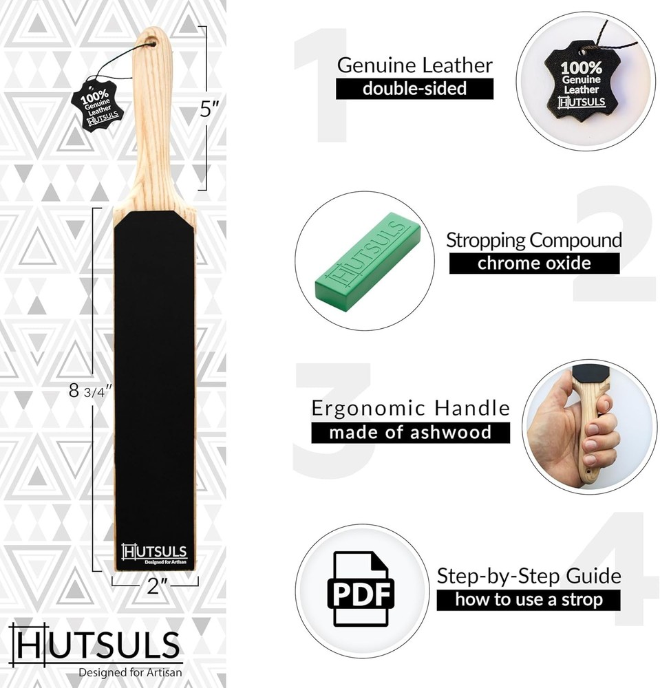 Double Sided Strop Kit - Genuine Buffalo Leather & Step-by-Step Guide