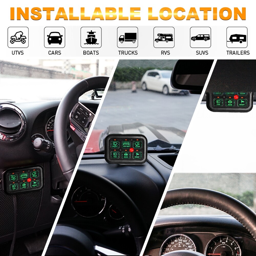 AUXBEAM 6 Gang Switch Panel LED Light Electronic Relay Circuit Control System