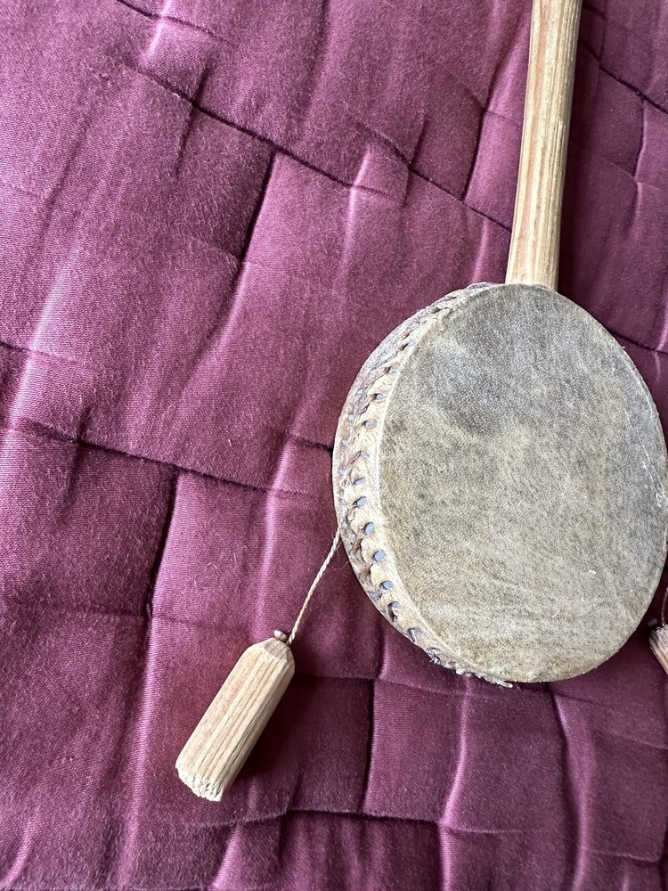 Vintage Monkey Swing Drum Double Sided Hand Drum Native. DAMAGED.